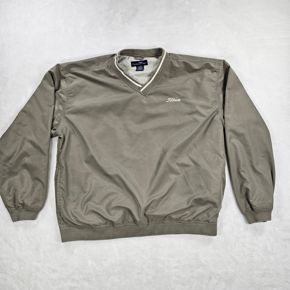 Cumberland Bay Titleist Golf Windshirt Pullover V-Neck Taupe Mens Medium